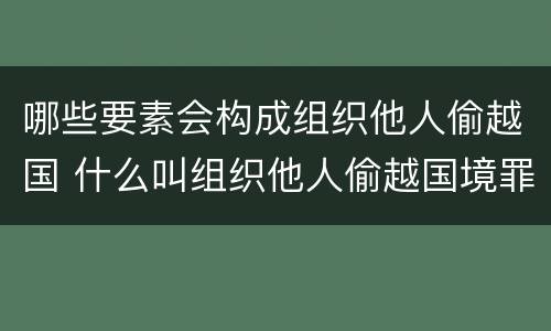 哪些要素会构成组织他人偷越国 什么叫组织他人偷越国境罪