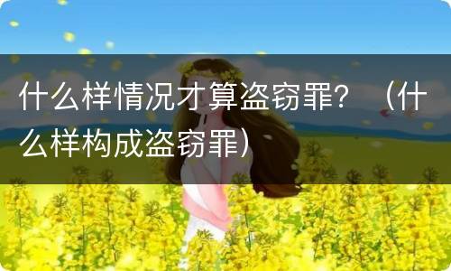 什么样情况才算盗窃罪？（什么样构成盗窃罪）