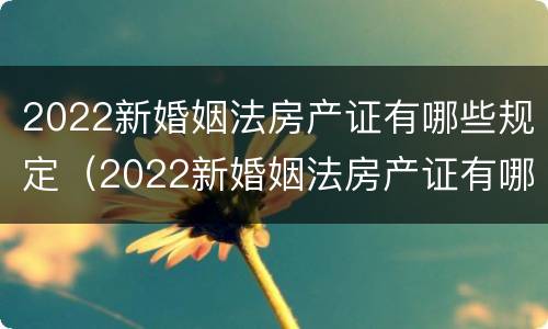 2022新婚姻法房产证有哪些规定（2022新婚姻法房产证有哪些规定要求）