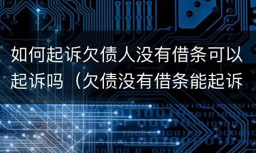 如何起诉欠债人没有借条可以起诉吗（欠债没有借条能起诉吗）