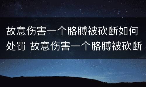 故意伤害一个胳膊被砍断如何处罚 故意伤害一个胳膊被砍断如何处罚呢