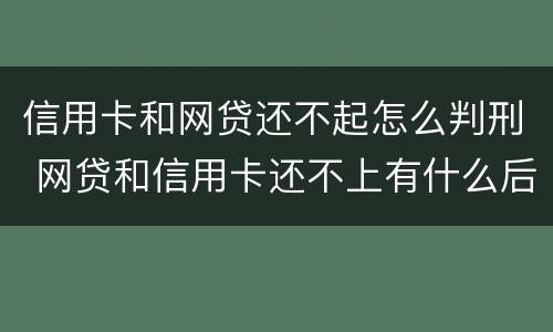 信用卡和网贷还不起怎么判刑 网贷和信用卡还不上有什么后果