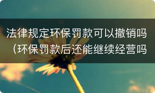 法律规定环保罚款可以撤销吗（环保罚款后还能继续经营吗）