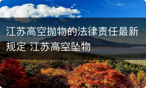 江苏高空抛物的法律责任最新规定 江苏高空坠物