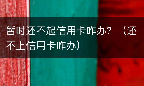 暂时还不起信用卡咋办？（还不上信用卡咋办）