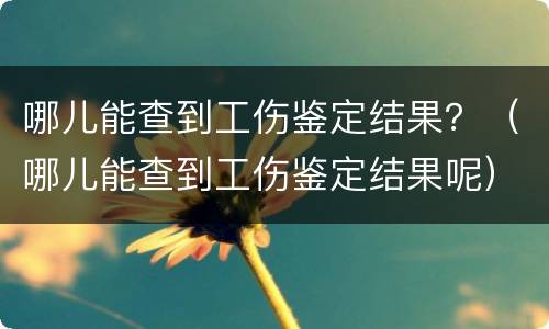 哪儿能查到工伤鉴定结果？（哪儿能查到工伤鉴定结果呢）