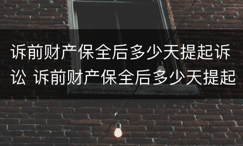 诉前财产保全后多少天提起诉讼 诉前财产保全后多少天提起诉讼请求