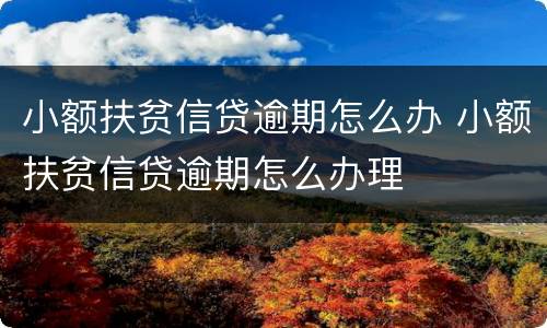 小额扶贫信贷逾期怎么办 小额扶贫信贷逾期怎么办理