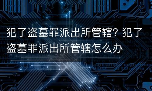 犯了盗墓罪派出所管辖? 犯了盗墓罪派出所管辖怎么办