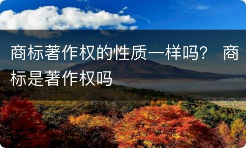 商标著作权的性质一样吗？ 商标是著作权吗