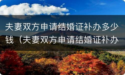 夫妻双方申请结婚证补办多少钱（夫妻双方申请结婚证补办多少钱啊）