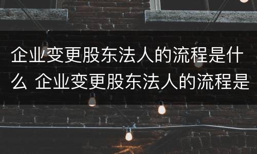 企业变更股东法人的流程是什么 企业变更股东法人的流程是什么样的