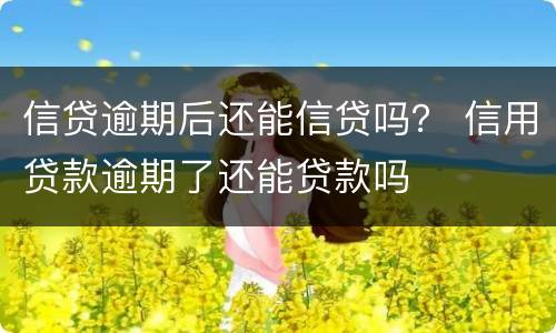信贷逾期后还能信贷吗？ 信用贷款逾期了还能贷款吗