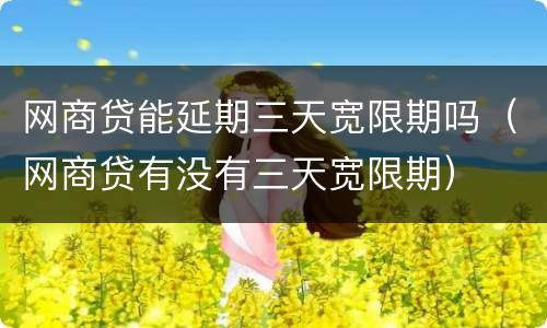 网商贷能延期三天宽限期吗（网商贷有没有三天宽限期）