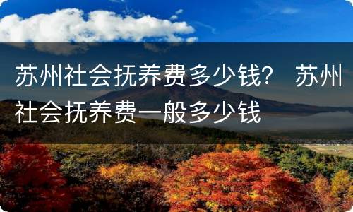 苏州社会抚养费多少钱？ 苏州社会抚养费一般多少钱