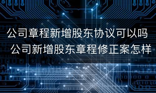 公司章程新增股东协议可以吗 公司新增股东章程修正案怎样写