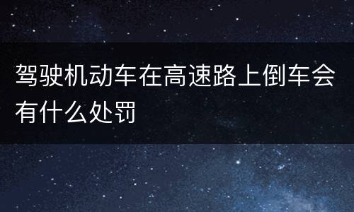 驾驶机动车在高速路上倒车会有什么处罚