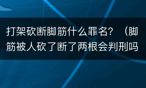 打架砍断脚筋什么罪名？（脚筋被人砍了断了两根会判刑吗）