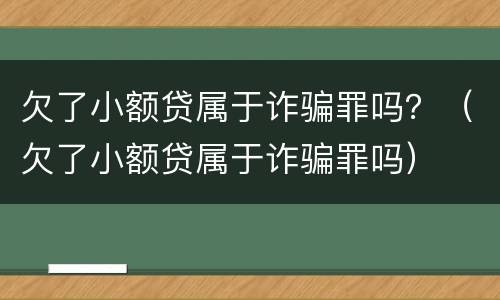 欠了小额贷属于诈骗罪吗？（欠了小额贷属于诈骗罪吗）