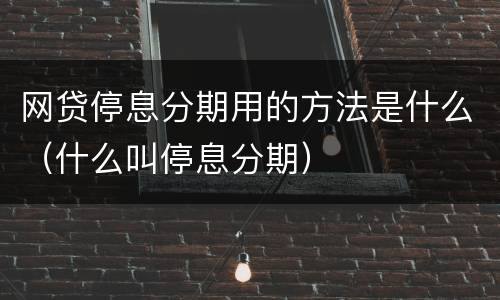 网贷停息分期用的方法是什么（什么叫停息分期）