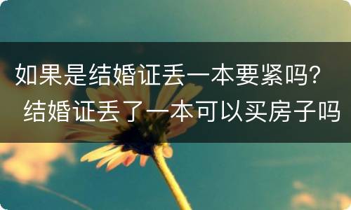 如果是结婚证丢一本要紧吗？ 结婚证丢了一本可以买房子吗