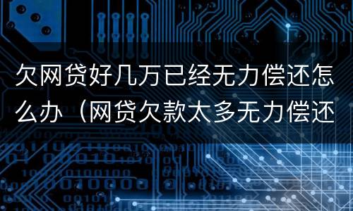 欠网贷好几万已经无力偿还怎么办（网贷欠款太多无力偿还怎么办）