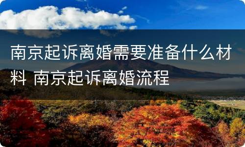 南京起诉离婚需要准备什么材料 南京起诉离婚流程