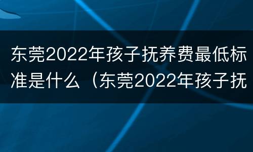 东莞2022年孩子抚养费最低标准是什么（东莞2022年孩子抚养费最低标准是什么时候发放）