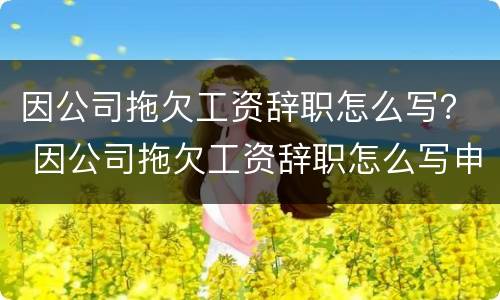 因公司拖欠工资辞职怎么写？ 因公司拖欠工资辞职怎么写申请