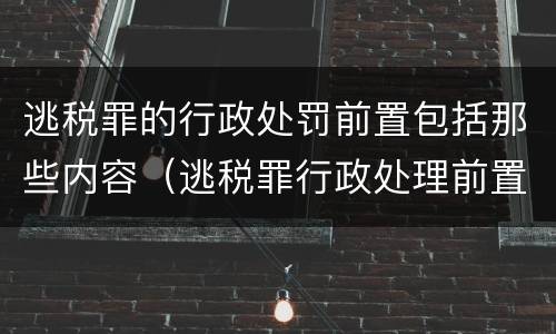 逃税罪的行政处罚前置包括那些内容（逃税罪行政处理前置）