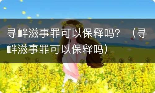 寻衅滋事罪可以保释吗？（寻衅滋事罪可以保释吗）