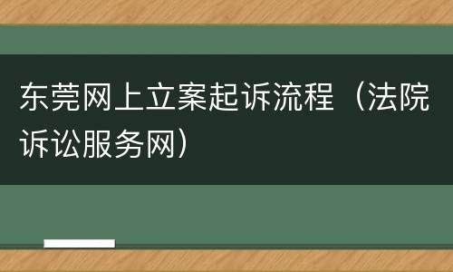 东莞网上立案起诉流程（法院诉讼服务网）