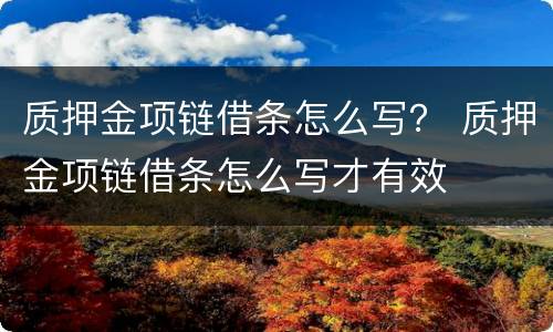 质押金项链借条怎么写？ 质押金项链借条怎么写才有效