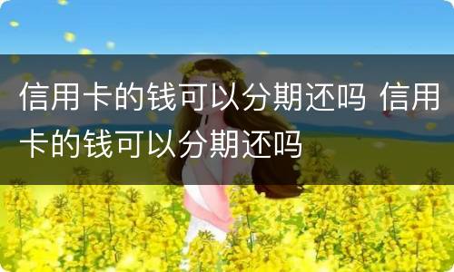 信用卡的钱可以分期还吗 信用卡的钱可以分期还吗