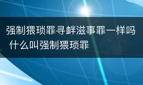 强制猥琐罪寻衅滋事罪一样吗 什么叫强制猥琐罪