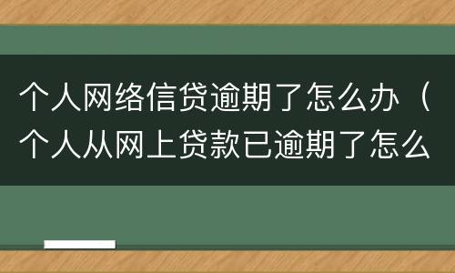 个人网络信贷逾期了怎么办（个人从网上贷款已逾期了怎么办）