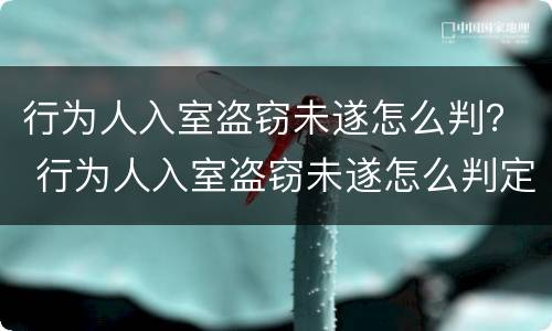 行为人入室盗窃未遂怎么判？ 行为人入室盗窃未遂怎么判定