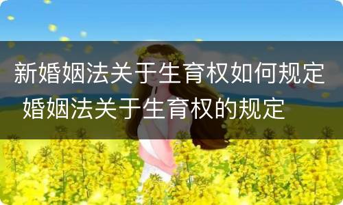 新婚姻法关于生育权如何规定 婚姻法关于生育权的规定