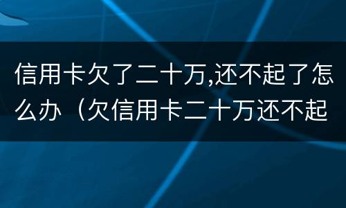 信用卡欠了二十万,还不起了怎么办（欠信用卡二十万还不起,可以慢慢还吗）