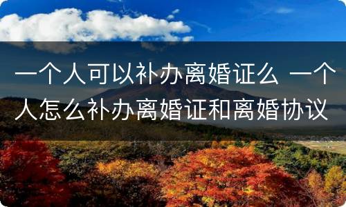 一个人可以补办离婚证么 一个人怎么补办离婚证和离婚协议吗