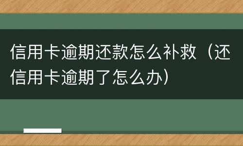 信用卡逾期还款怎么补救（还信用卡逾期了怎么办）