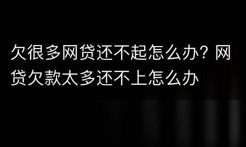 欠很多网贷还不起怎么办? 网贷欠款太多还不上怎么办