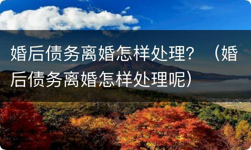 婚后债务离婚怎样处理？（婚后债务离婚怎样处理呢）