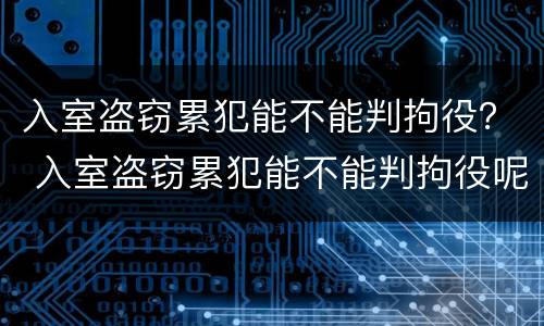 入室盗窃累犯能不能判拘役？ 入室盗窃累犯能不能判拘役呢