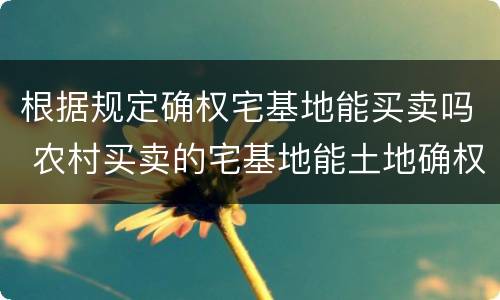 根据规定确权宅基地能买卖吗 农村买卖的宅基地能土地确权吗