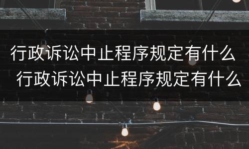 行政诉讼中止程序规定有什么 行政诉讼中止程序规定有什么影响
