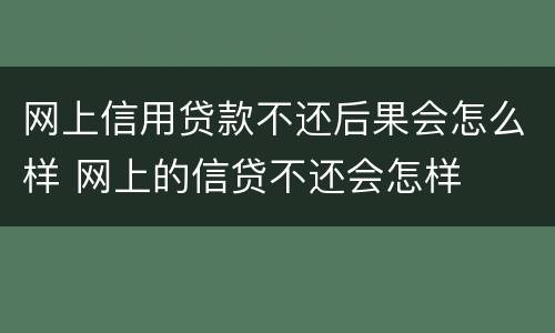 网上信用贷款不还后果会怎么样 网上的信贷不还会怎样