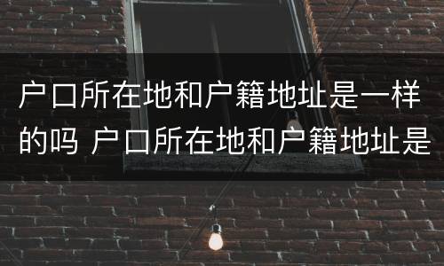 户口所在地和户籍地址是一样的吗 户口所在地和户籍地址是一样的吗怎么写