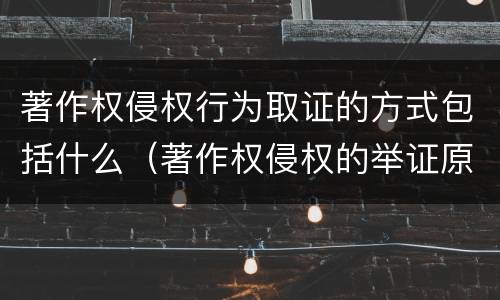 著作权侵权行为取证的方式包括什么（著作权侵权的举证原则）