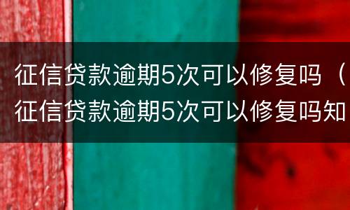 征信贷款逾期5次可以修复吗（征信贷款逾期5次可以修复吗知乎）